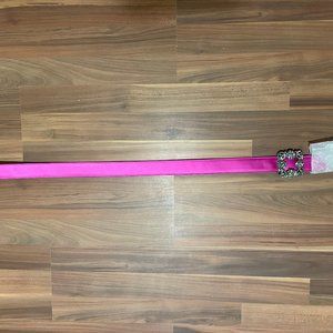 Manolo Blahnik Hangisi Fuchsia Satin Crystal Buckled Belt
